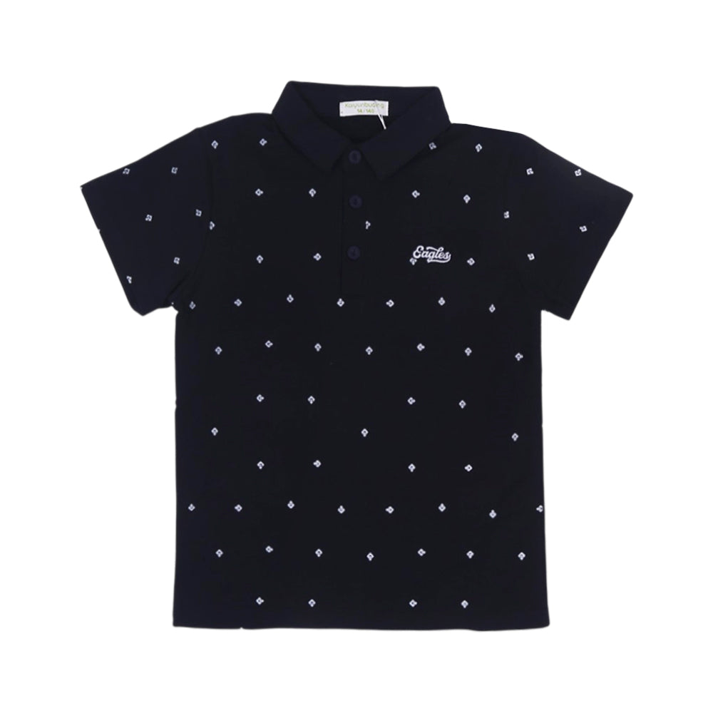 BOYS S/S T-SHIRT POLO BLACK IR 6-7 YEAR C112