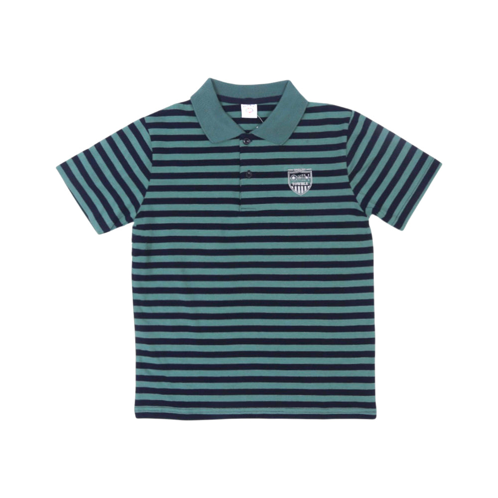 BOYS S/S T-SHIRT POLO STRIPE GREEN IR 9-10 YEAR 328