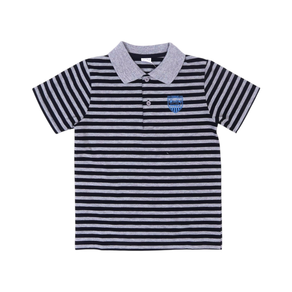 BOYS S/S T-SHIRT POLO STRIPE DARK GREY IR 7-8 YEAR 328