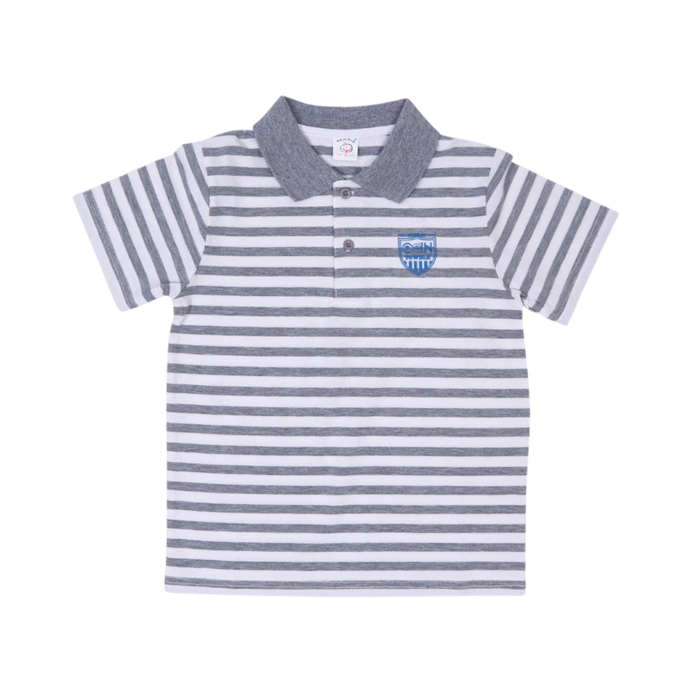 BOYS S/S T-SHIRT POLO STRIPE LIGHT GREY IR 7-8 YEAR 328