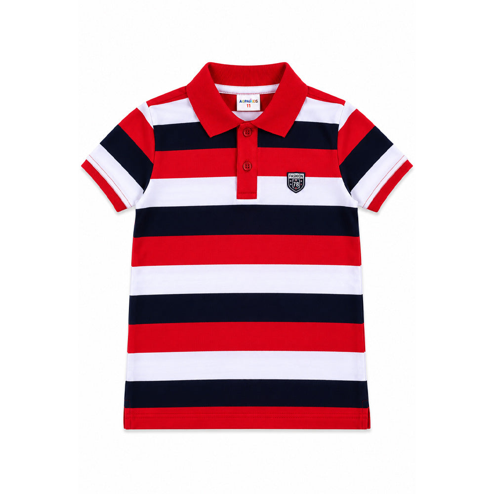 BOYS S/S T-SHIRT POLO STRIPE MIX COLOR IR 11-12 YEAR 328-1