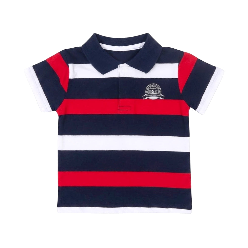 BOYS S/S T-SHIRT POLO STRIPE MIX COLOR IR 9-12M 6138-2