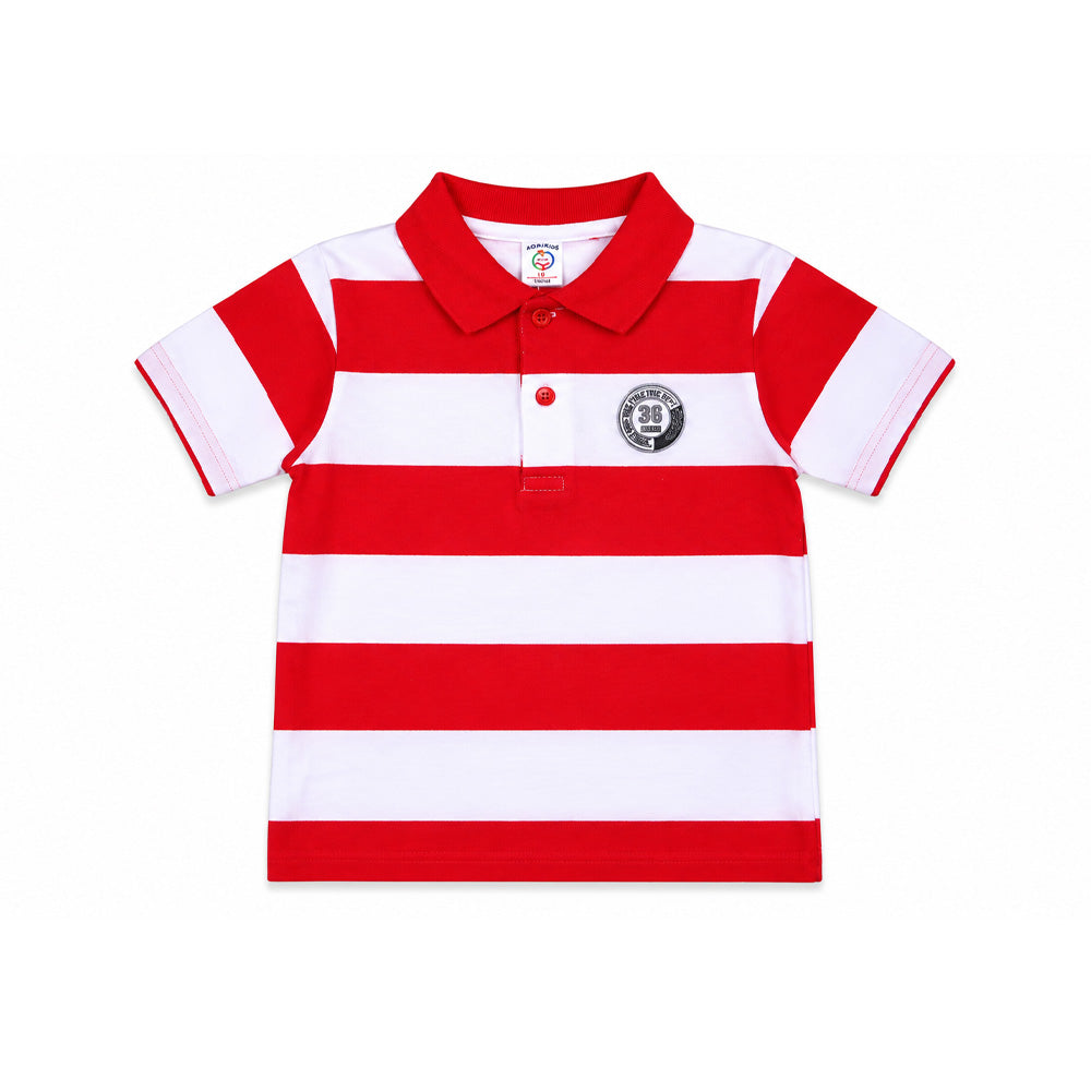 BOYS S/S T-SHIRT POLO STRIPE MIX COLOR IR 3-4 YEAR 274-3