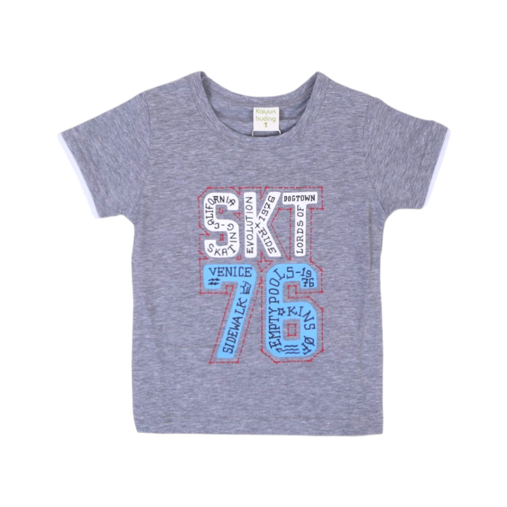 BOYS S/S T-SHIRT ROUND NECK GREY IR 9-12M A7706