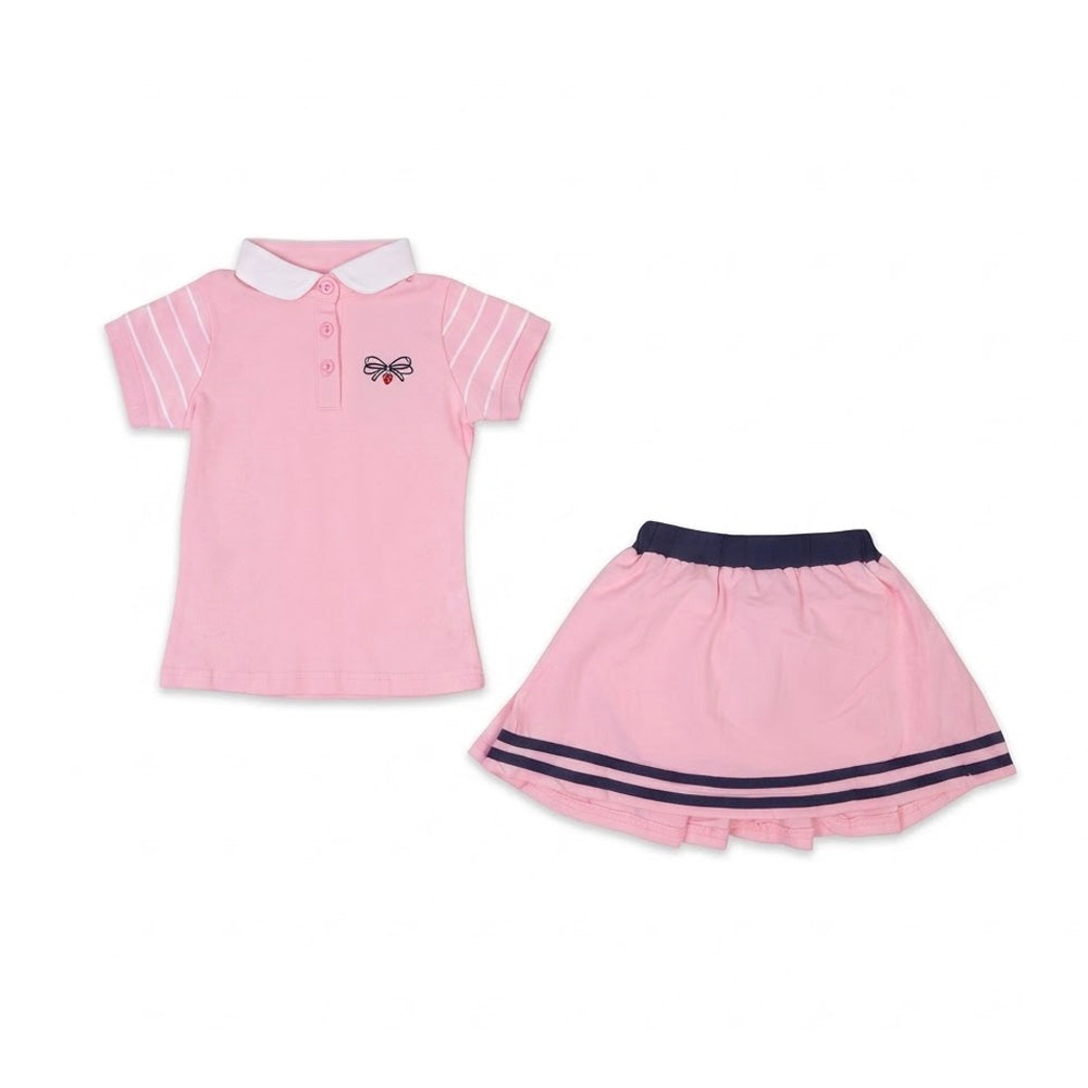 GIRLS S/S 2PC SKIRT SUIT PINK IR 2-3 YEAR S060
