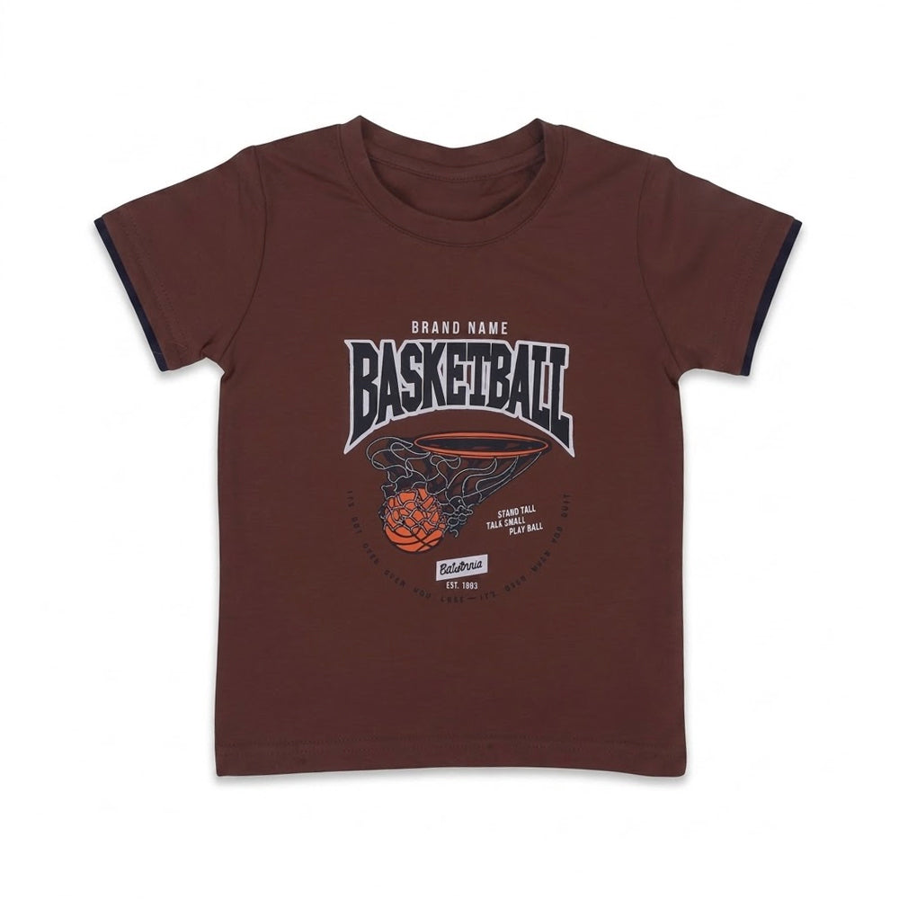 BOYS S/S T-SHIRT ROUND NECK BROWN IR 18-24M A7808