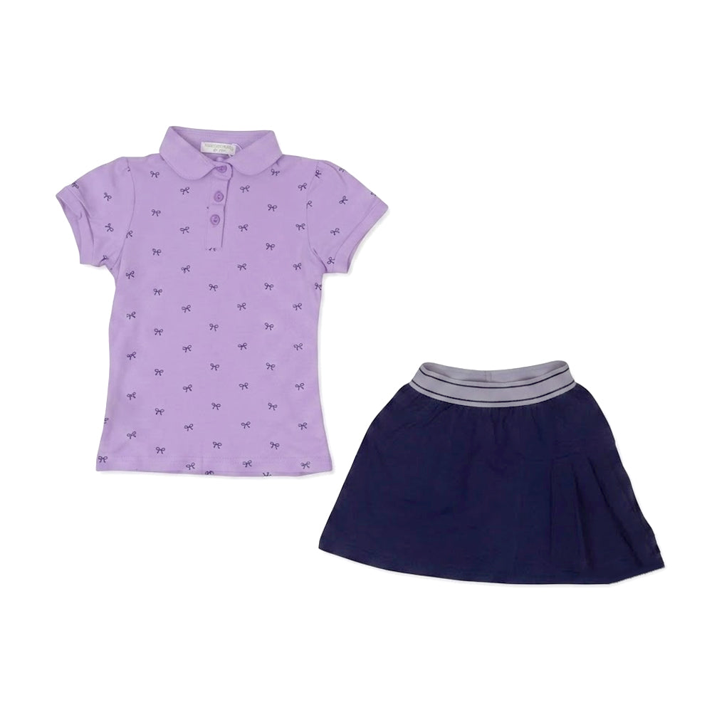 GIRLS S/S 2PC SKIRT SUIT LIGHT PURPLE IR 3-4 YEAR S099