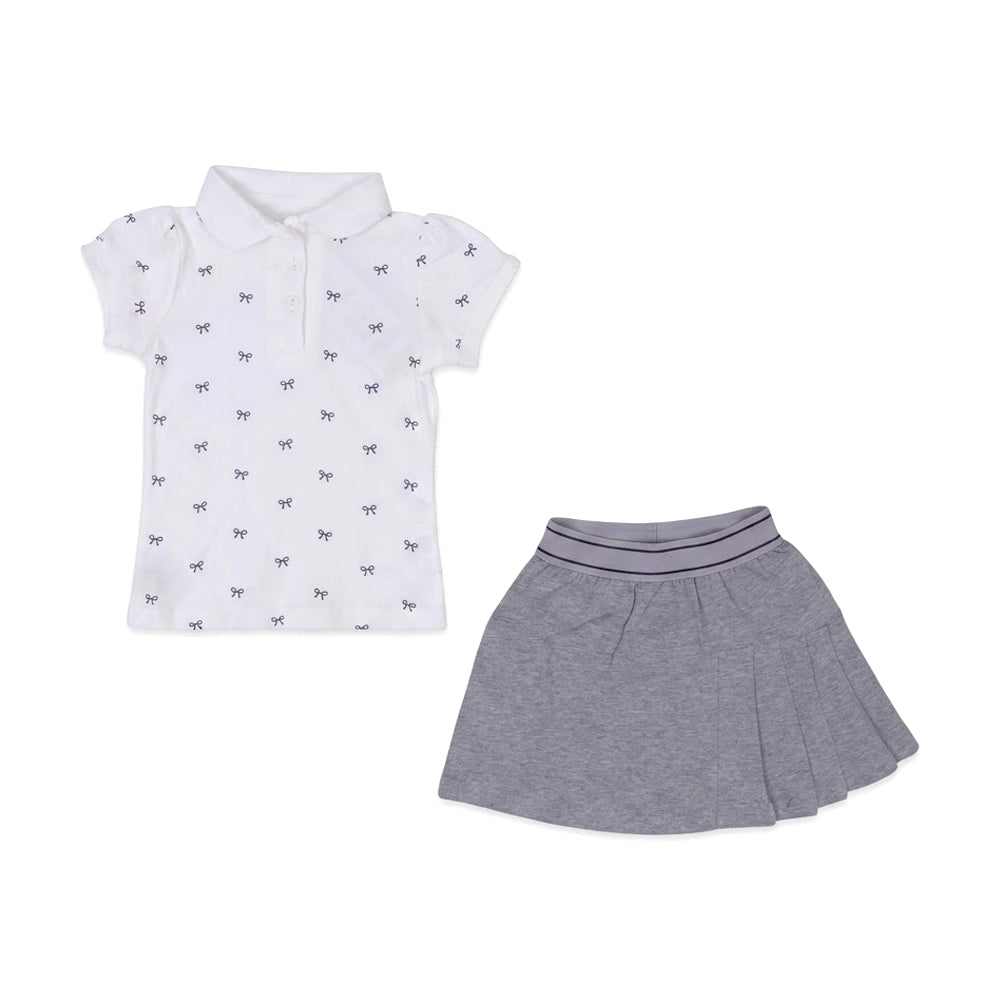 GIRLS S/S 2PC SKIRT SUIT WHITE IR 18-24M S099