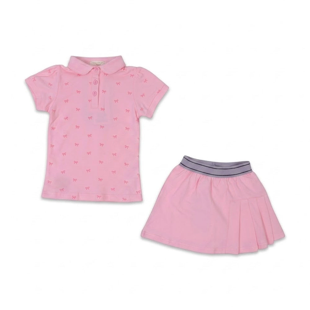 GIRLS S/S 2PC SKIRT SUIT PINK IR 2-3 YEAR S099