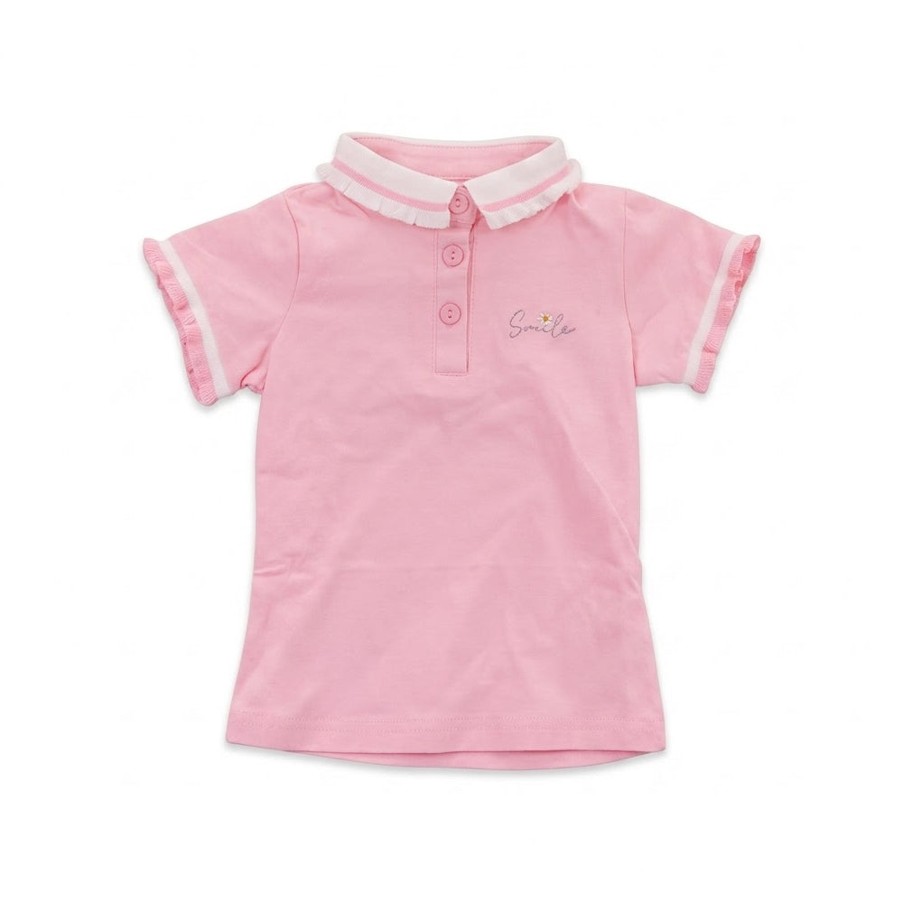 GIRLS S/S KNIT BLOUSE PINK IRS-26 18-24M S003