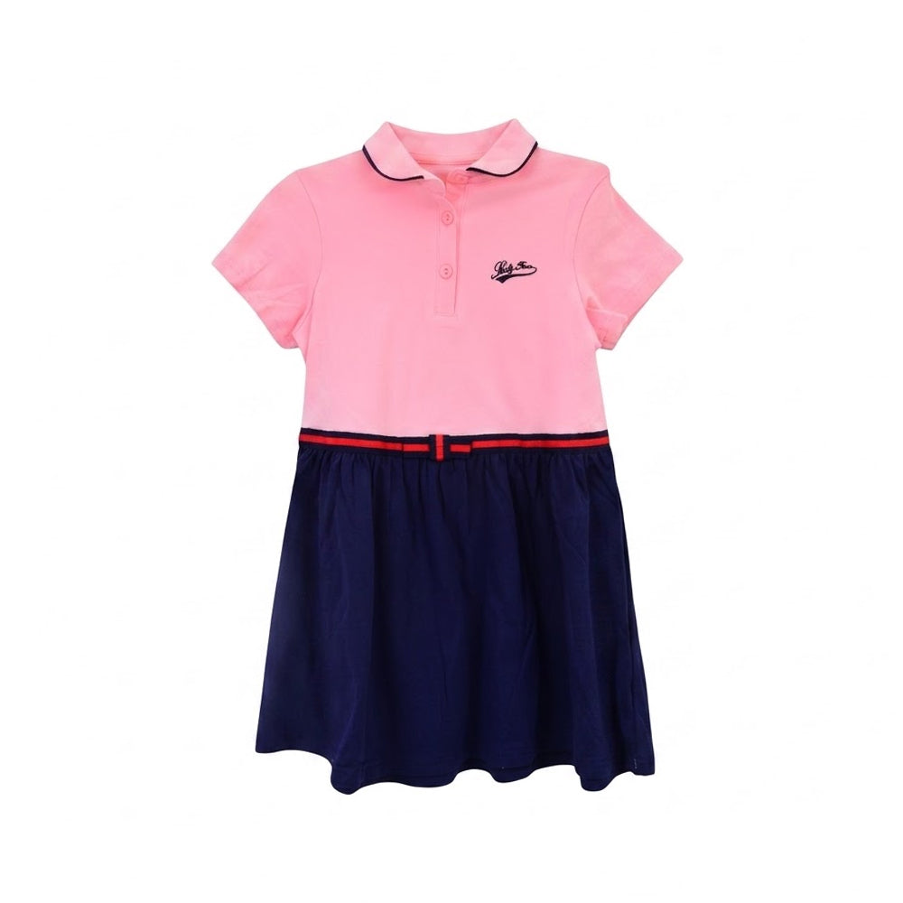 GIRLS S/S KNIT FROCK PINK IRS-26 5-6 YEAR Q2259