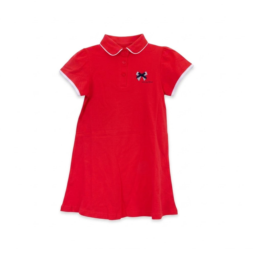 GIRLS S/S KNIT FROCK RED IRS-26 6-7 YEAR Q042