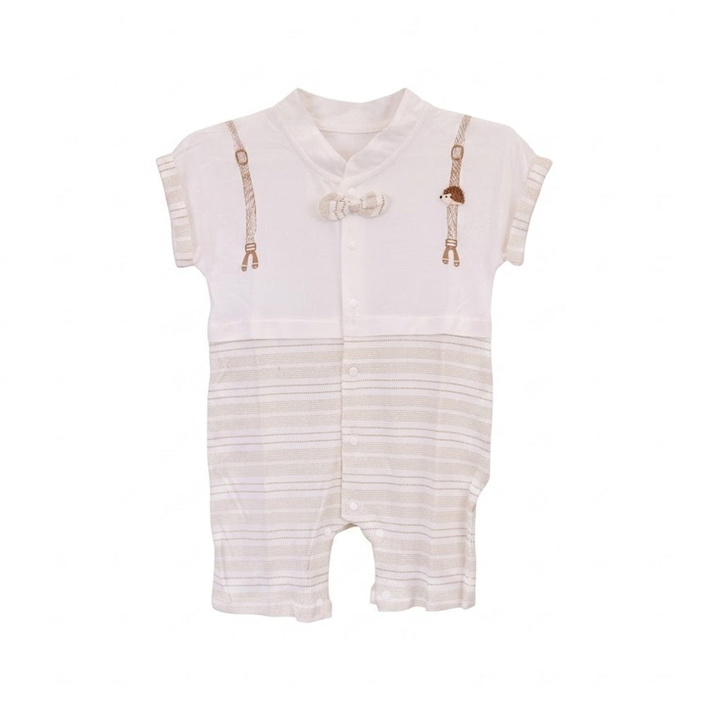 BOYS S/S KNIT ROMPER WHITE PRINT IR-26 9-12M 653017