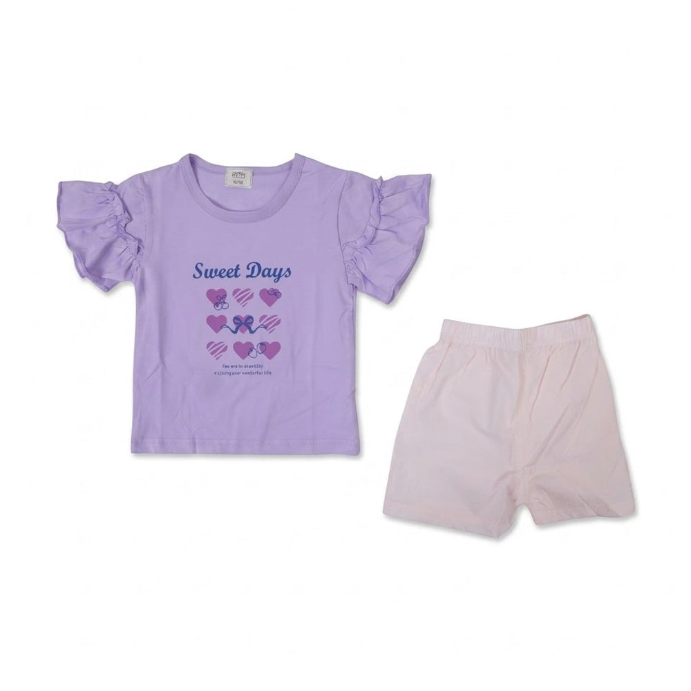 GIRLS S/S 2PC KNICKER SUIT PURPLE IR-26 2-3 YEAR 635