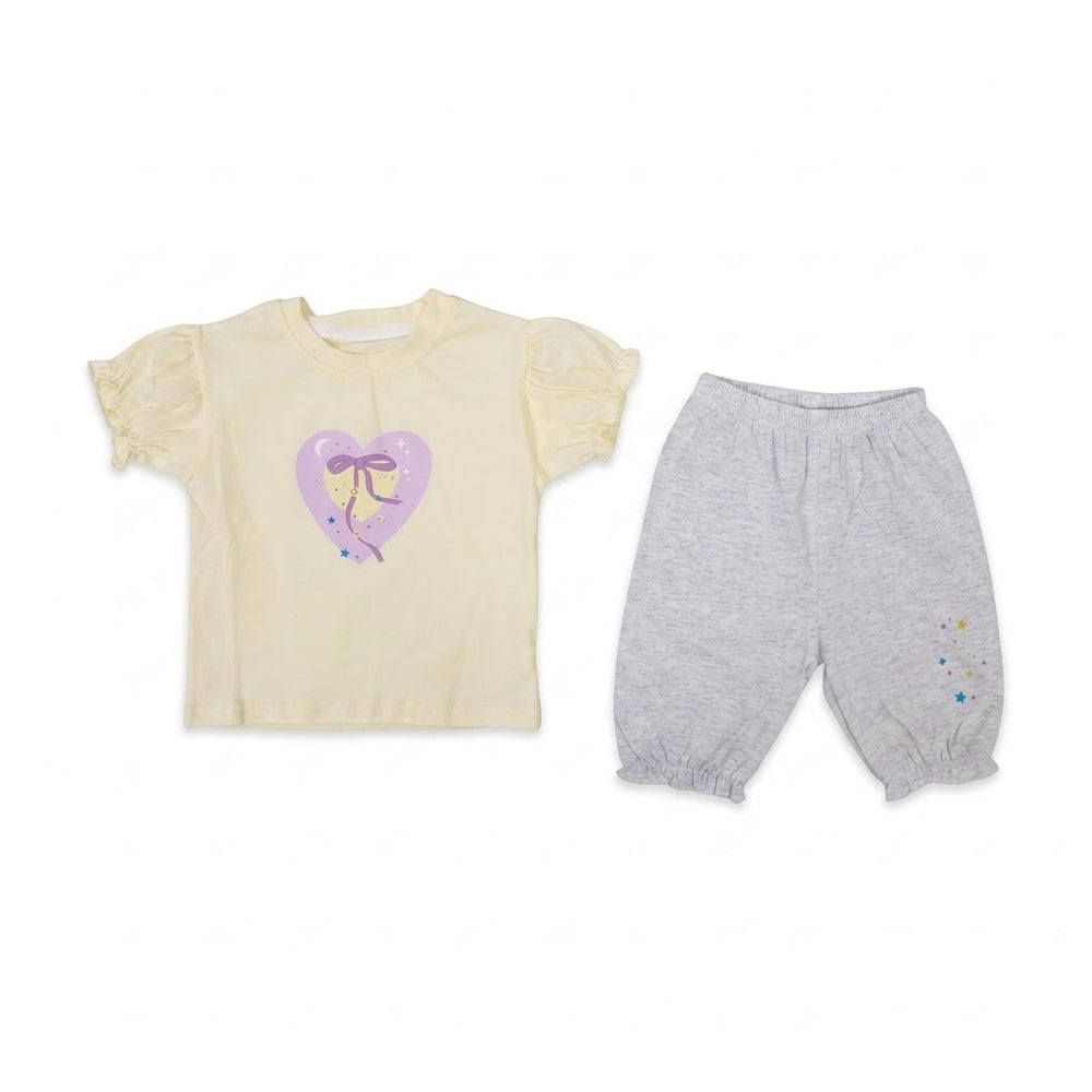 GIRLS S/S 2PC CAPRI SUIT LEMON IR-26 12-18M 6918