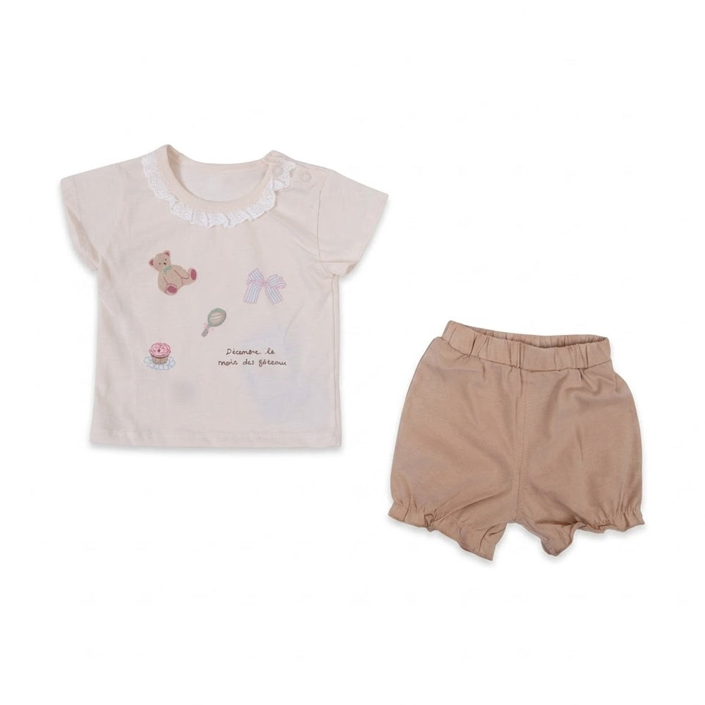 GIRLS S/S 2PC KNICKER SUIT SKIN IR-26 3-6M 5881
