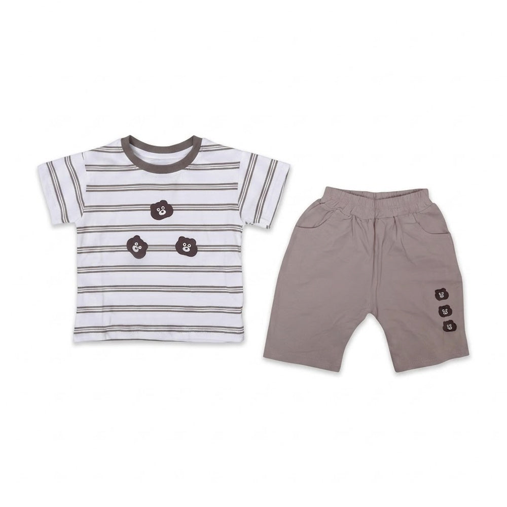 BOYS S/S 2PC KNICKER SUIT WHITE STRIP IR-26 12-18M 6811