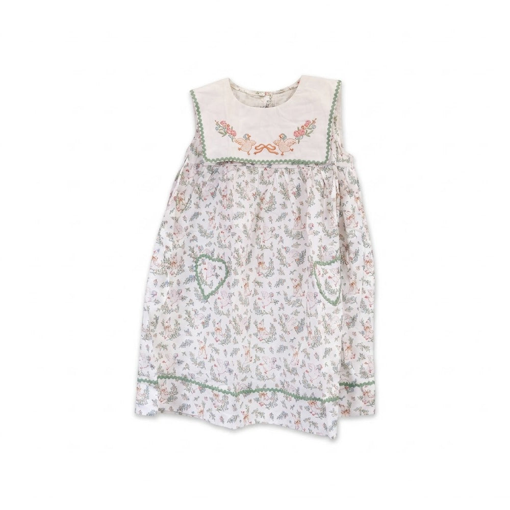 GIRLS S/L COTTON FROCK PRINTED OFF WHITE IR-26 7-8 YEAR 2400