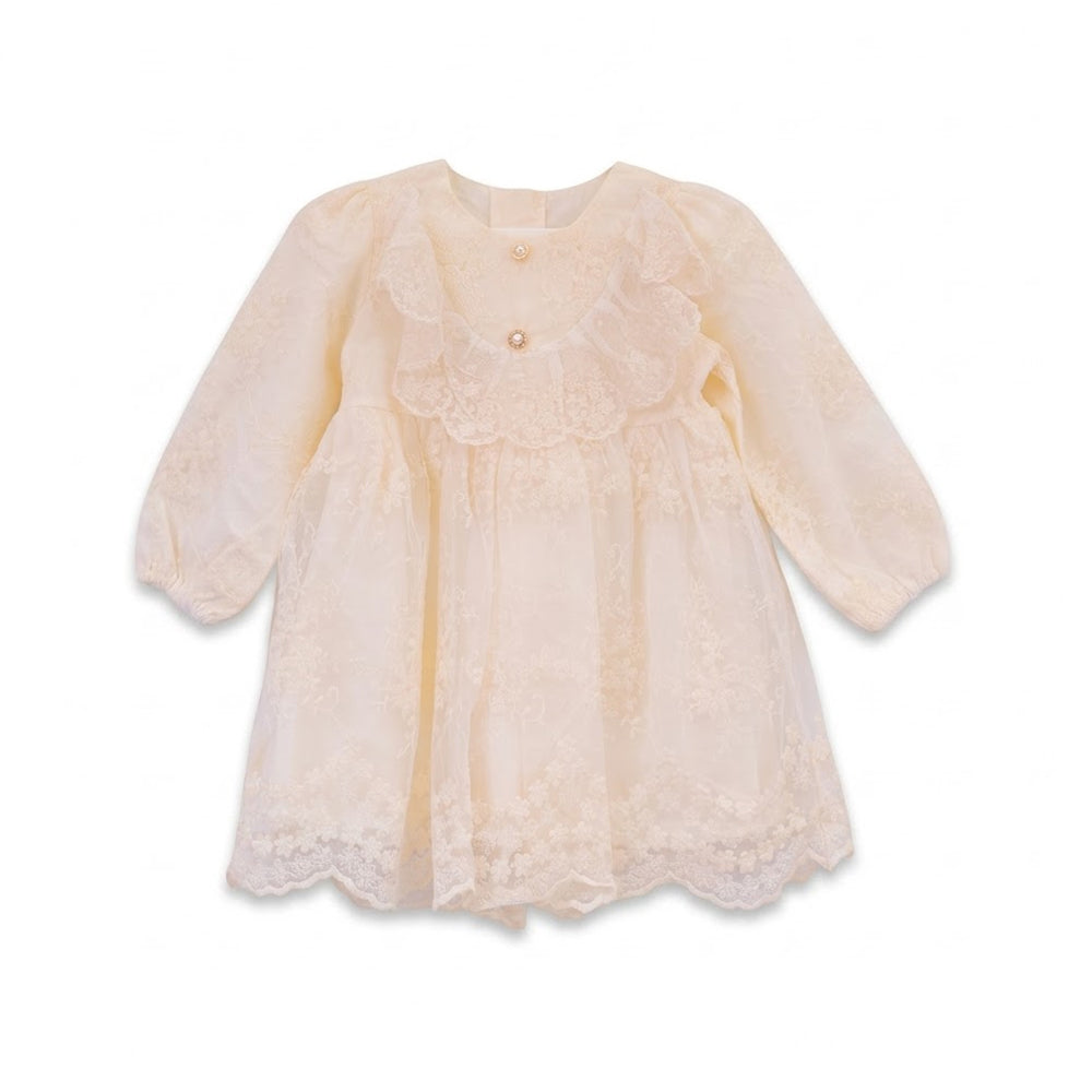 GIRLS 3QTR SLV FANCY FROCK OFF WHITE IR-26 3-4 YEAR 32062
