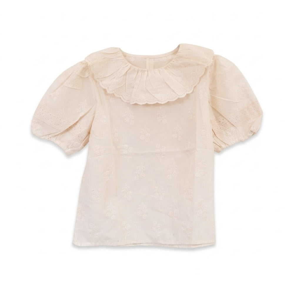 GIRLS S/S COTTON CHICKEN BLOUSE OFF WHITE IR-26 7-8 YEAR 663