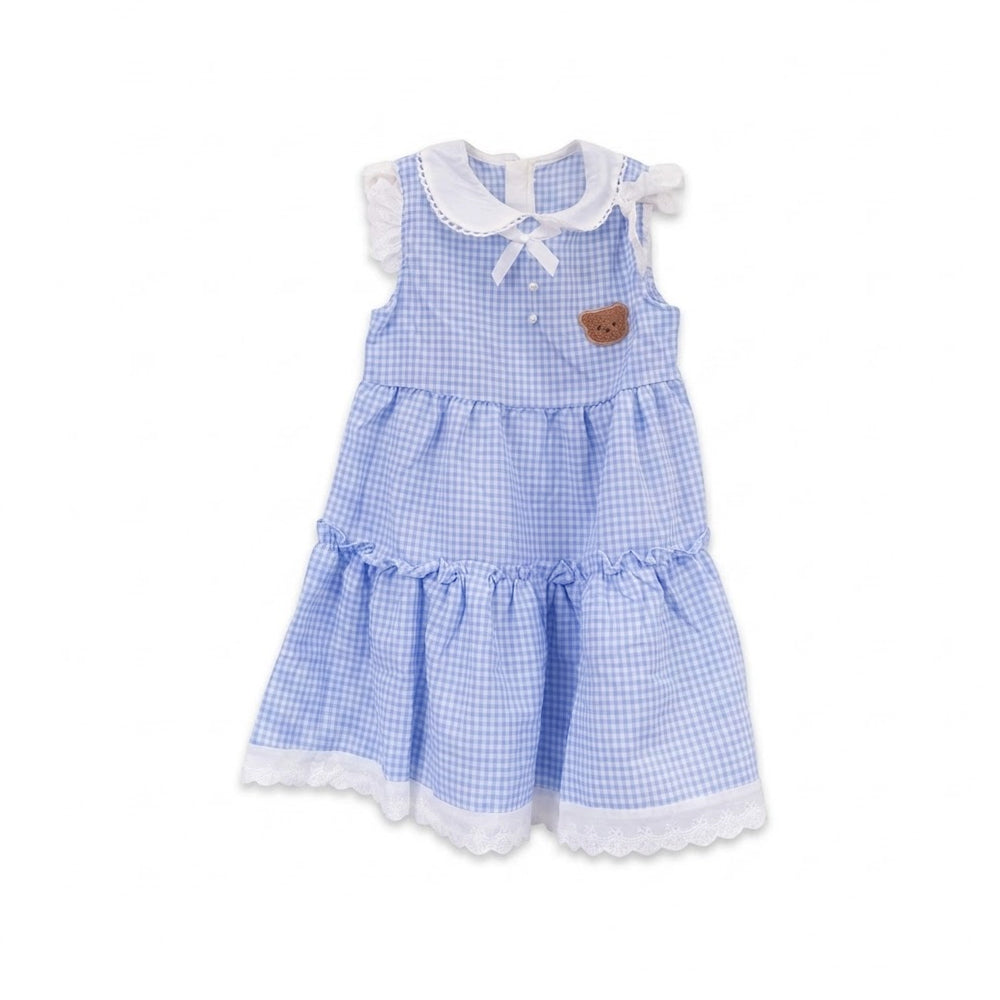 GIRLS S/L COTTON FROCK BLUECHECK IR-26 7-8 YEAR 32152