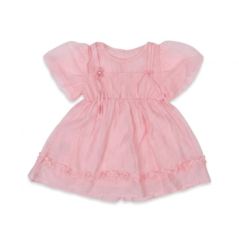 GIRLS CAP/SLV FANCY FROCK PINK IR-26 5-6 YEAR 9903