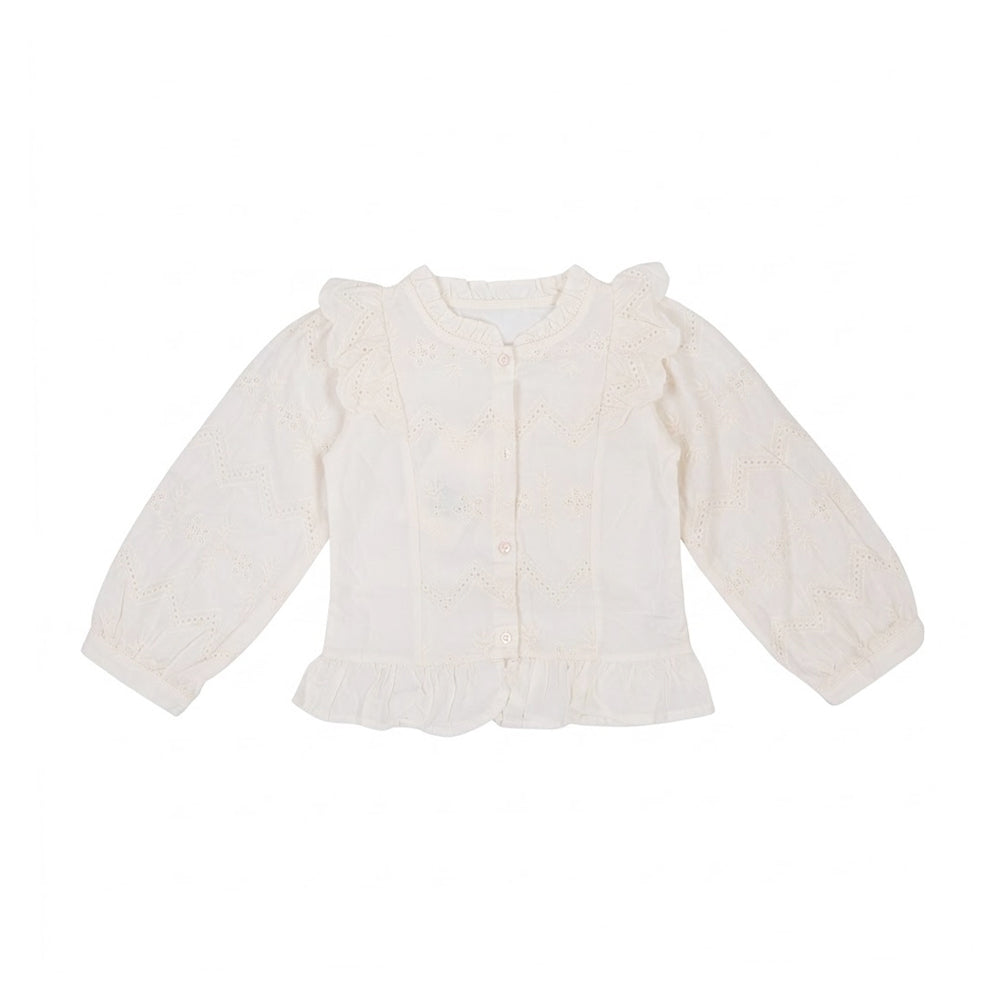 GIRLS L/S COTTON CHICKEN BLOUSE OFF WHITE IR-26 5-6 YEAR 291
