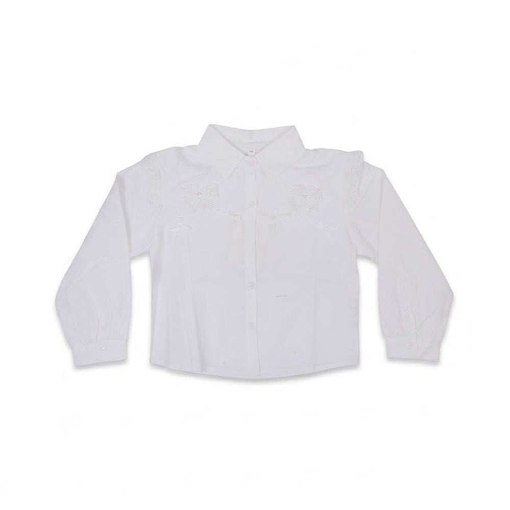 GIRLS L/S COTTON CHICKEN BLOUSE WHITE IR-26 6-7 YEAR 2341
