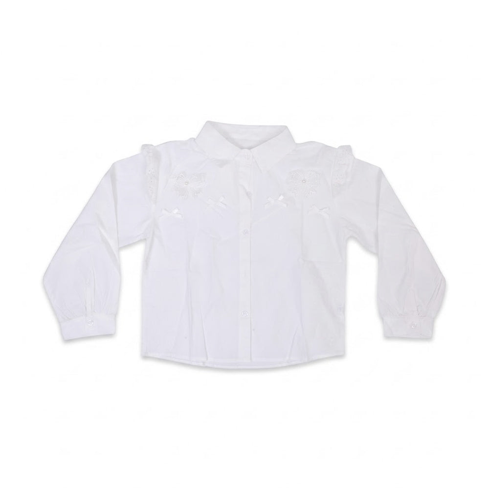 GIRLS L/S COTTON CHICKEN BLOUSE WHITE IR-26 7-8 YEAR 2341
