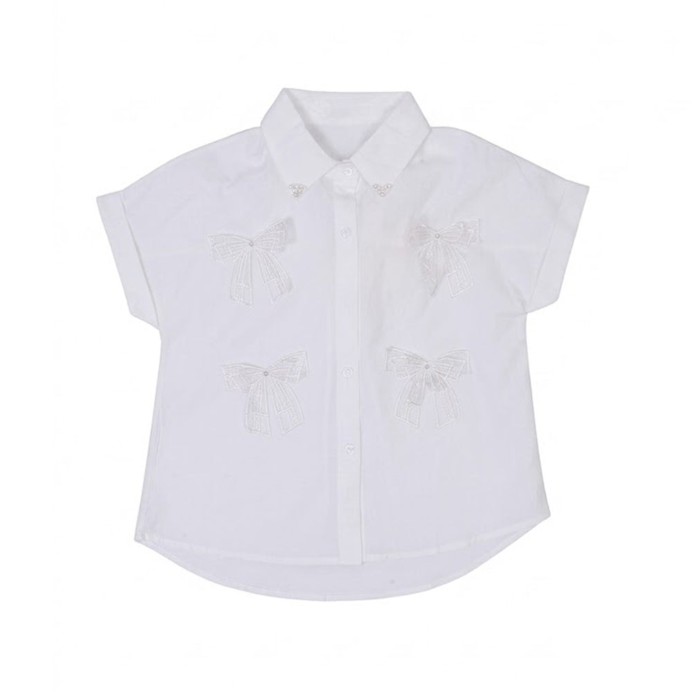 GIRLS S/S COTTON FANCY BLOUSE WHITE IR-26 7-8 YEAR 6663