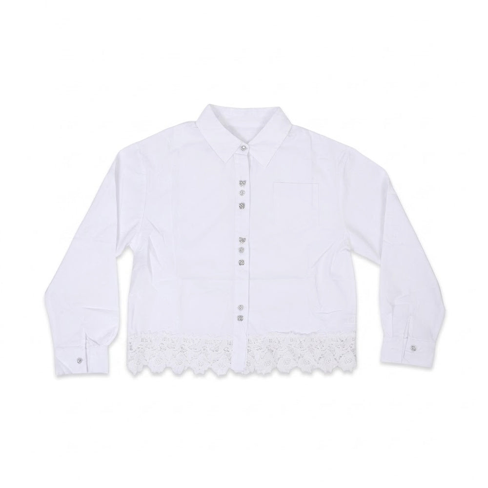 GIRLS L/S COTTON BLOUSE WHITE IR-26 9-10 YEAR 9222