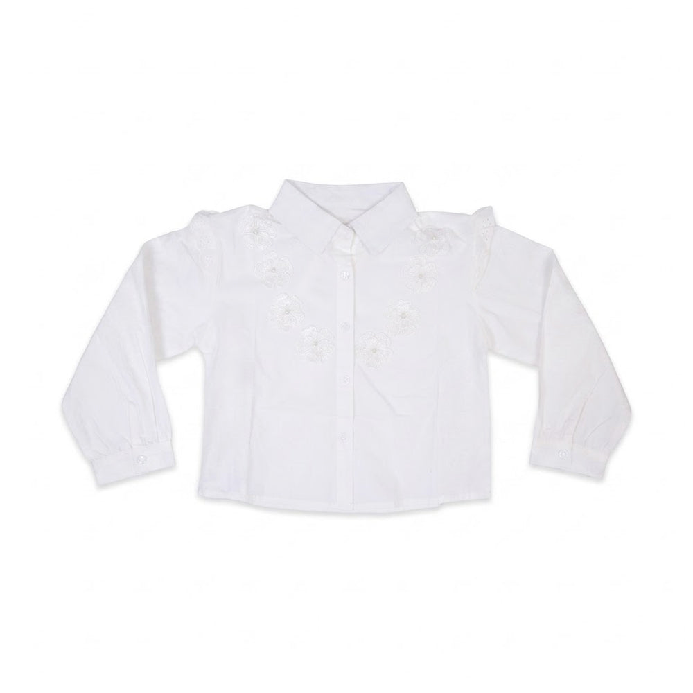 GIRLS L/S COTTON FANCY BLOUSE WHITE IR-26 5-6 YEAR 2343