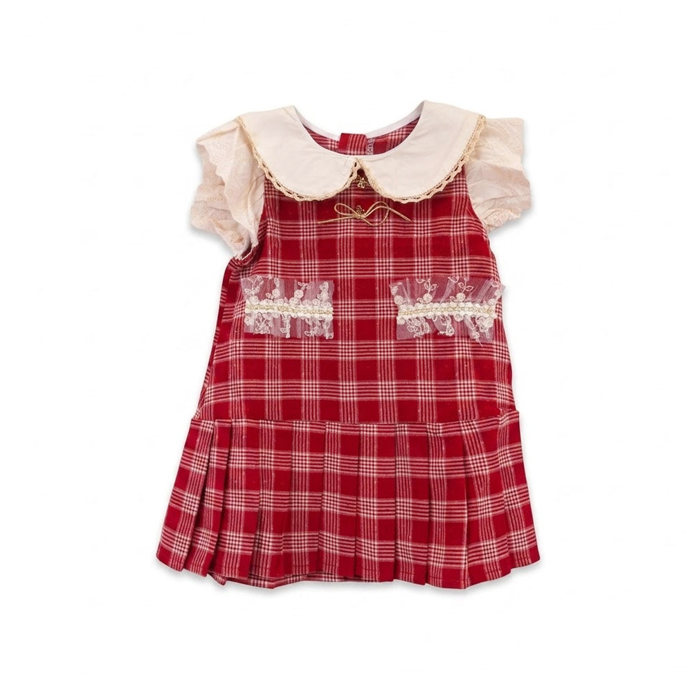 GIRLS S/S COTTON FROCK RED CHECK IR-26 2-3 YEAR 32579