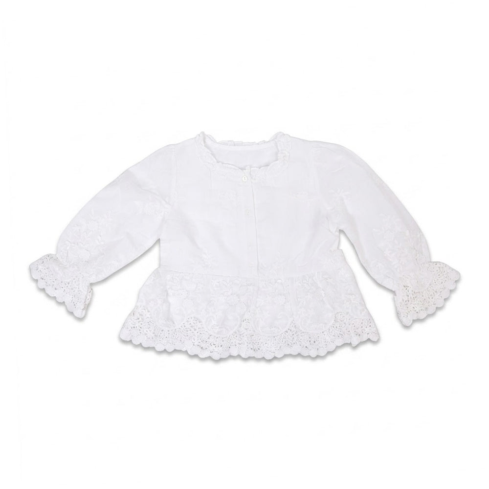 GIRLS L/S COTTON CHICKEN BLOUSE OFF WHITE IR-26 4-5 YEAR 291