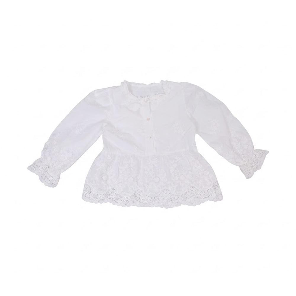 GIRLS L/S COTTON CHICKEN BLOUSE OFF WHITE IR-26 8-9 YEAR 291