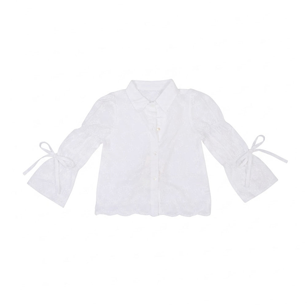 GIRLS L/S COTTON EMB BLOUSE OFF WHITE IR-26 5-6 YEAR 29889