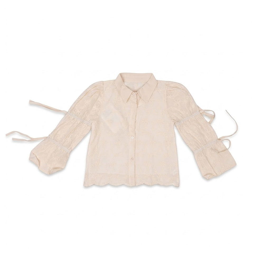 GIRLS L/S COTTON EMB BLOUSE WHITE IR-26 4-5 YEAR 29889