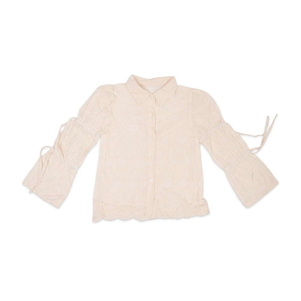 GIRLS L/S COTTON EMB BLOUSE WHITE IR-26 7-8 YEAR 29889