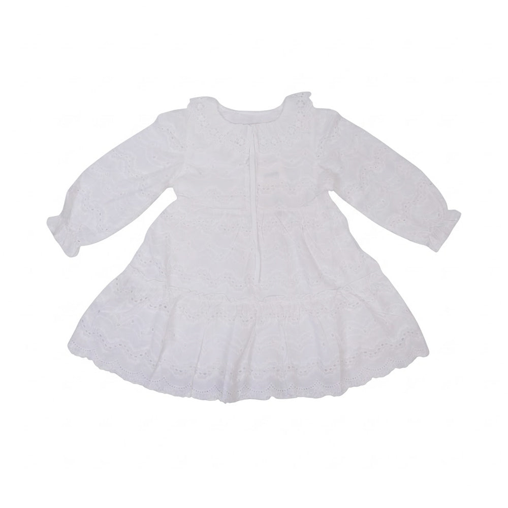 GIRLS L/S COTTON CHICKEN FROCK WHITE IR-26 5-6 YEAR 97089
