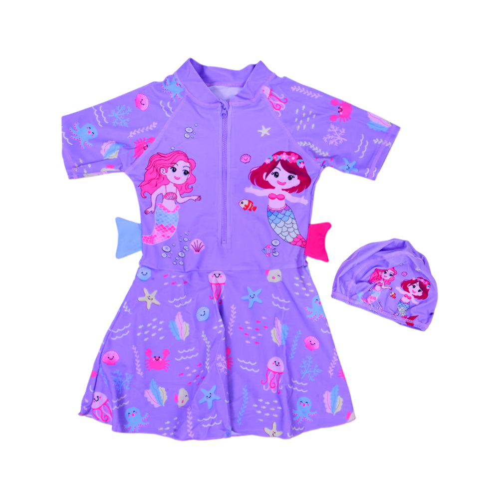 GIRLS S/S 2PC SWIMMING COSTUME FROCK STYLE IRS-26 8-9 YEAR 1