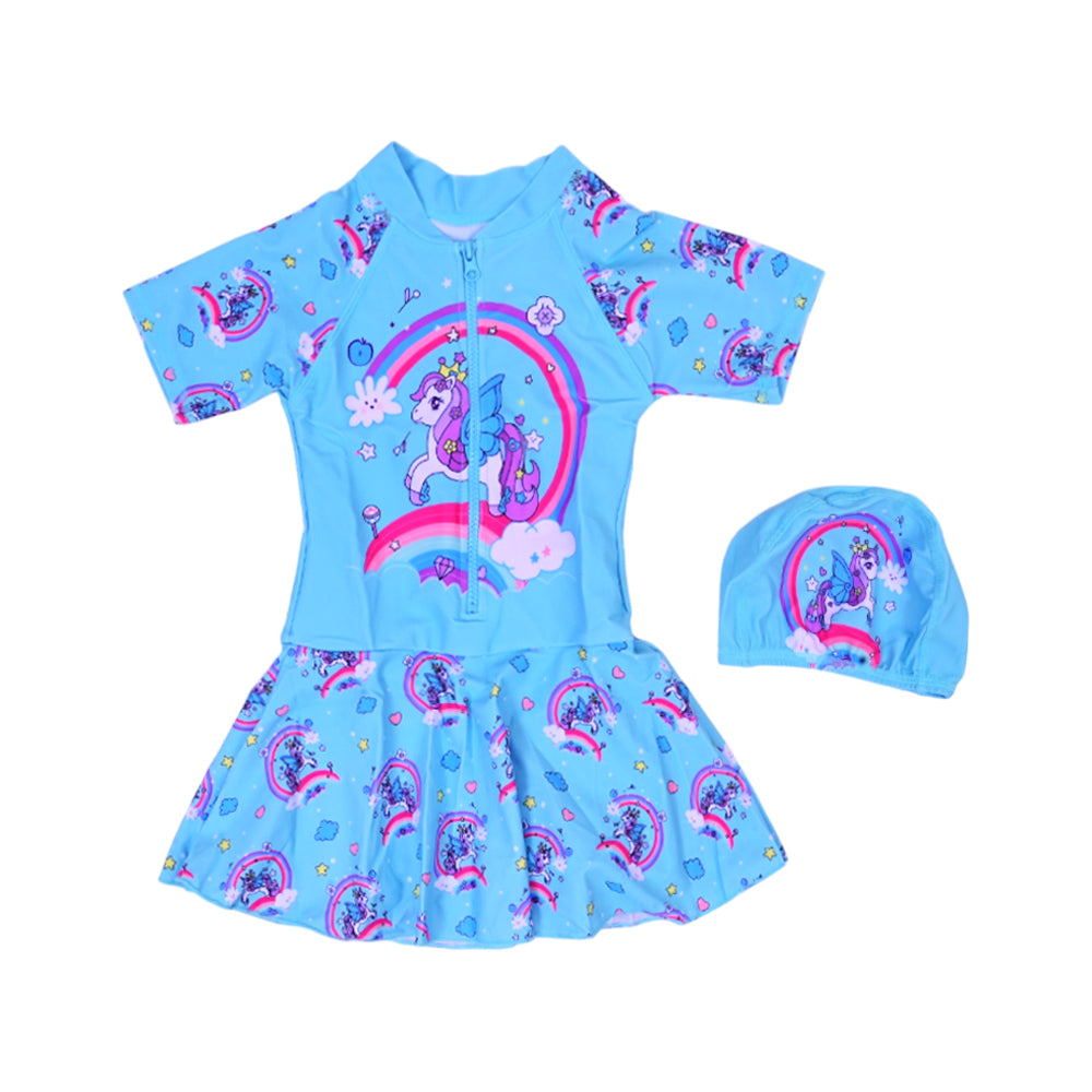 GIRLS S/S 2PC SWIMMING COSTUME FROCK STYLE IRS-26 3-4 YEAR 1