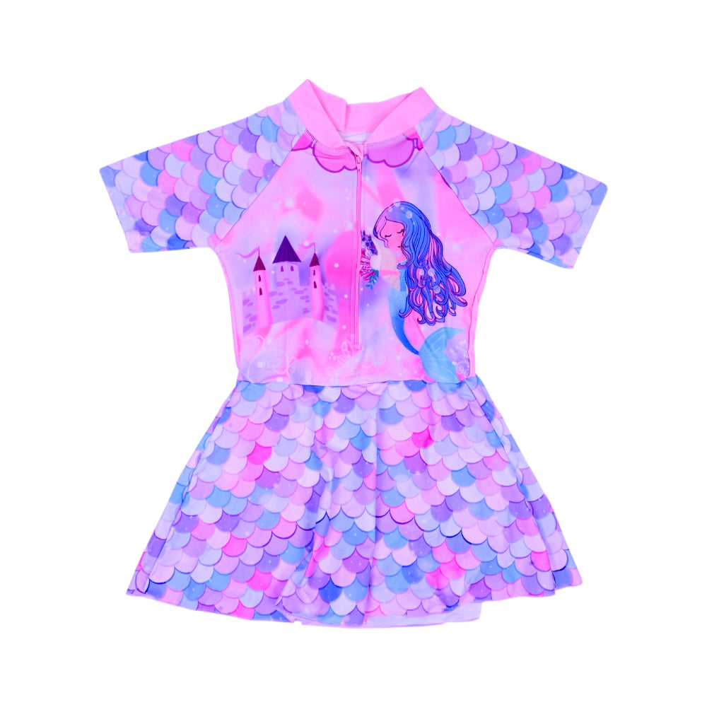 GIRLS S/S 2PC SWIMMING COSTUME FROCK STYLE IRS-26 8-9 YEAR 0