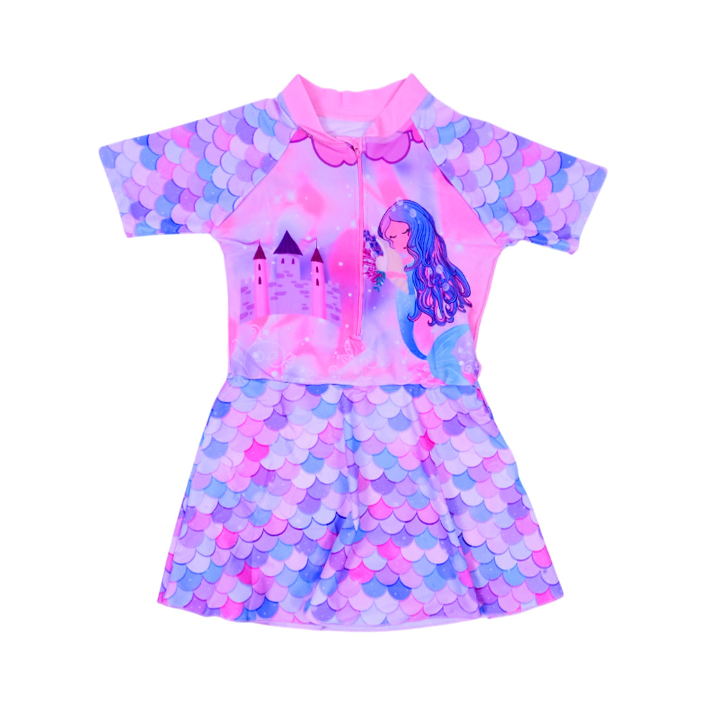 GIRLS S/S 2PC SWIMMING COSTUME FROCK STYLE IRS-26 9-10 YEAR