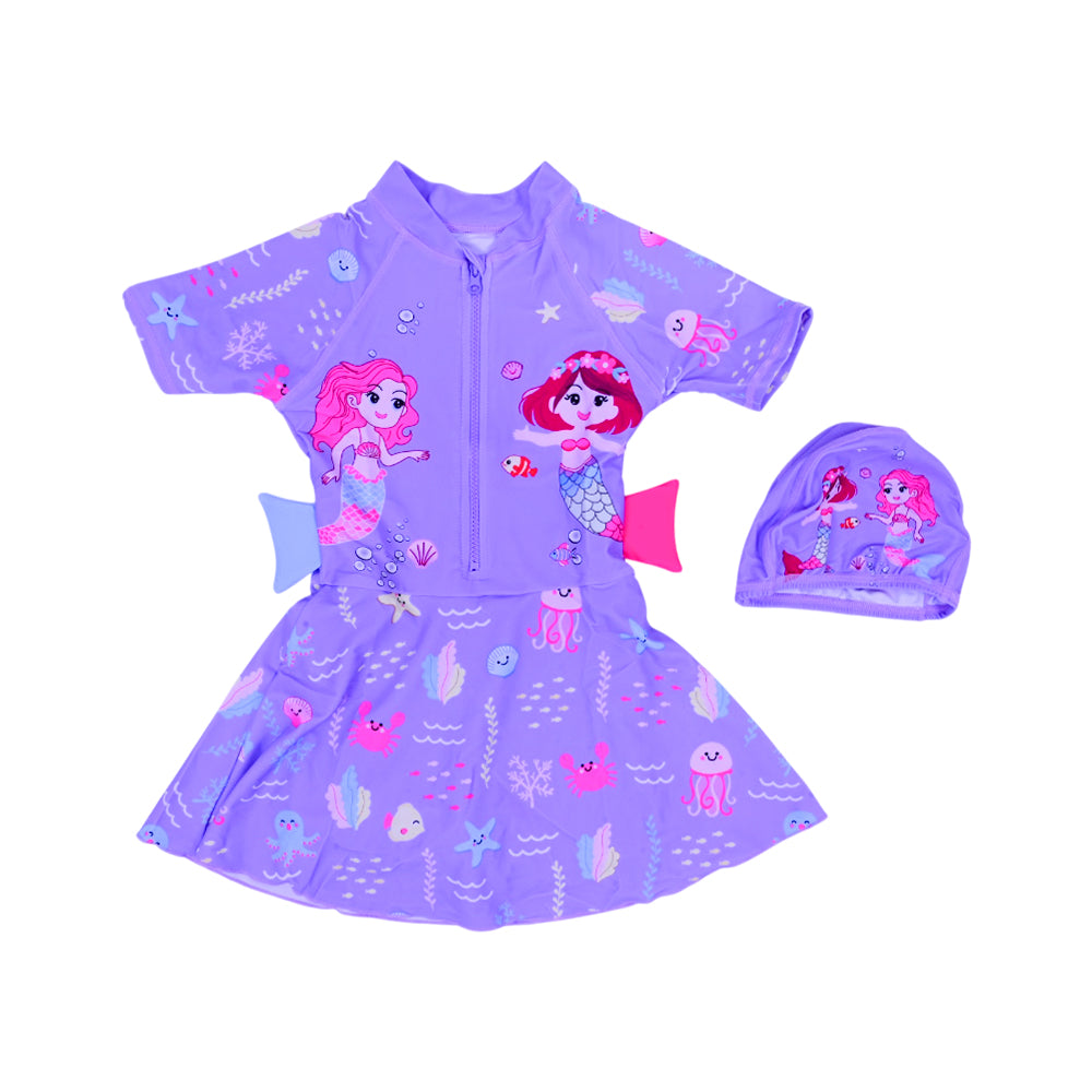 GIRLS S/S 2PC SWIMMING COSTUME FROCK STYLE IRS-26 6-7 YEAR 1