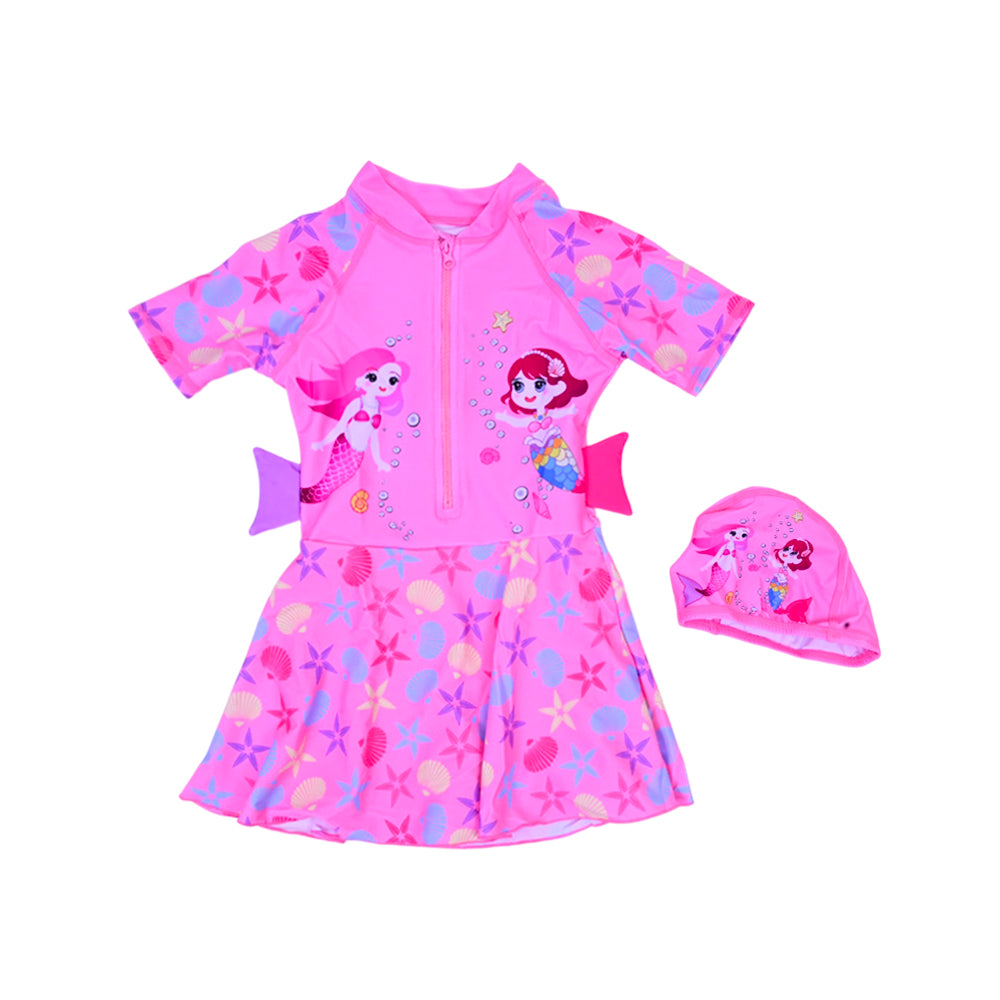 GIRLS S/S 2PC SWIMMING COSTUME FROCK STYLE IRS-26 7-8 YEAR 1