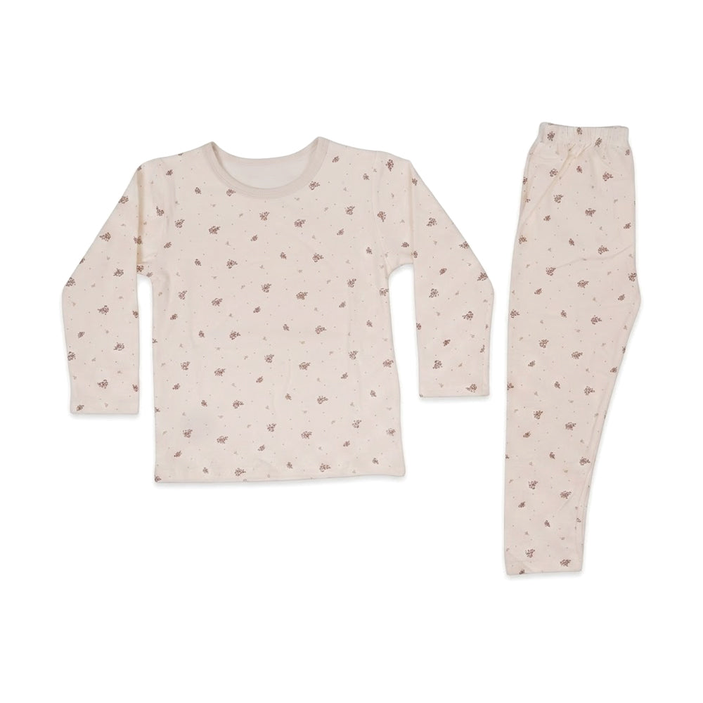 GIRLS L/S 2PC L/W SLEEPING SUIT OFF WHITE 2-3YEAR ZHS-26 728