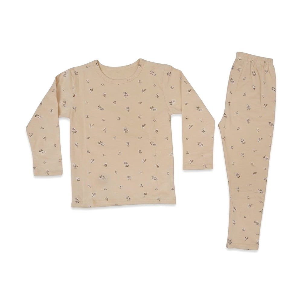 GIRLS L/S 2PC L/W SLEEPING SUIT BEIGE 3-4YEAR ZHS-26 7284 I.