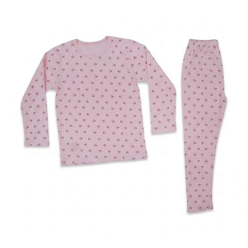 GIRLS L/S 2PC L/W SLEEPING SUIT PINK 5-6YEAR ZHS-26 7284 I.G