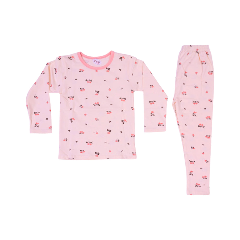 GIRLS L/S 2PC L/W SLEEPING SUIT OFF WHITE 3-4YEAR ZHS-26 728