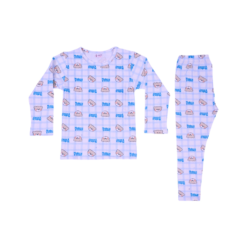 BOYS L/S 2PC L/W SLEEPING SUIT SKY BLUE 3-4YEAR ZHS-26 7284